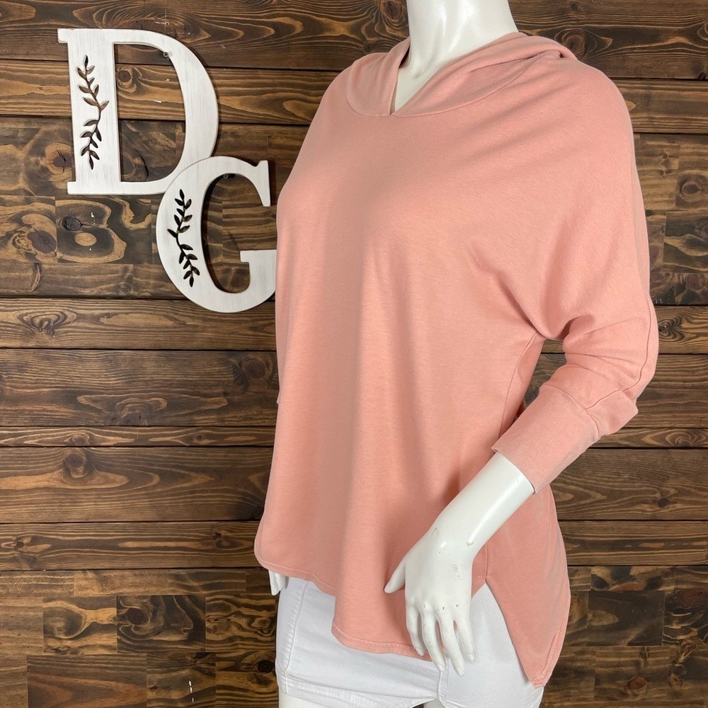 AEO | Hooded Pullover Hoodie Dolman Quarter Sleeve High‎ Low Relaxed Salmon Pink